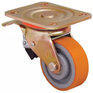 Полиуретановое колесо поворот. с торм. VB 150 мм, 550 кг (обод - чугун, шарикоподш.)
